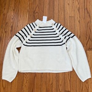 New sweater white with black strips on top and gold medallions